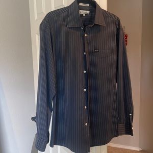 Faconnable men’s long sleeve dress shirt, like new, navy blue, size large.